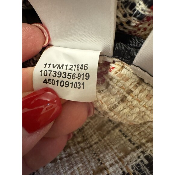 Anne Klein Blazer Tweed Jacket Women’s Size 14 Red Blue Nautical Boucle Striped - Picture 5 of 8